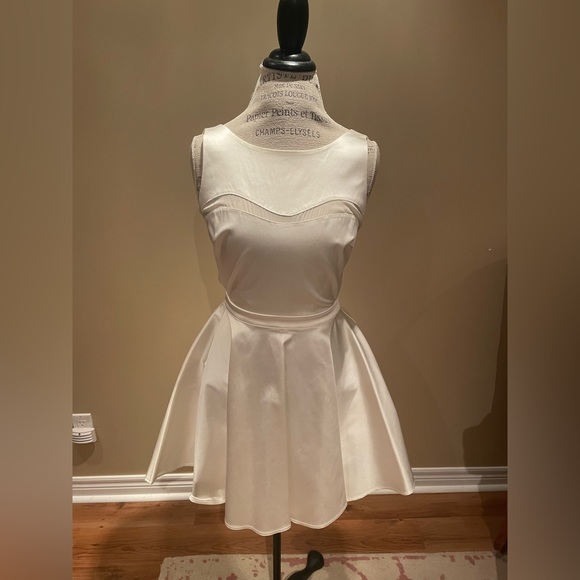 Guess by Marciano White Satin Dress with Cut Outs - Picture 3 of 9